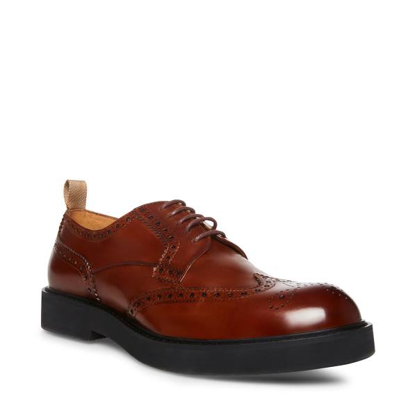 Steve Madden Adrick Cognac Deri Elbise Ayakkabısı Erkek Kahverengi | SM-308WU