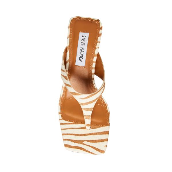 Steve Madden Alexina Tan Pony Heel Topuklu Ayakkabı Kadın Kahverengi Beyaz | SM-870DQ