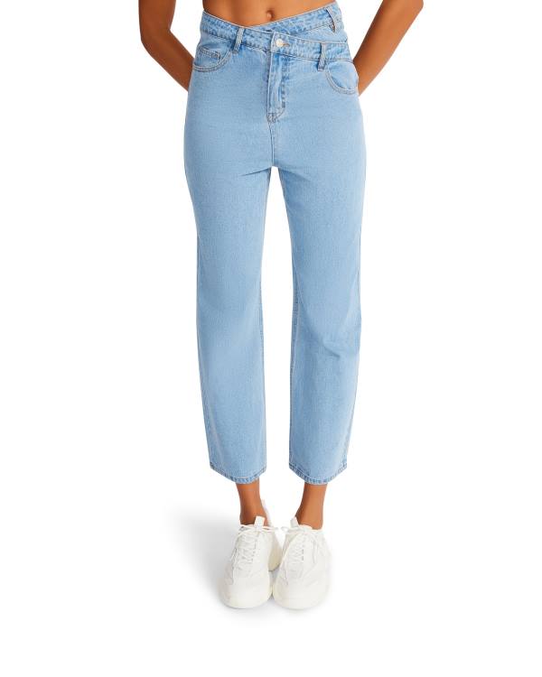 Steve Madden Asymmetrical Boyfriend Jean Pantolon Kadın Mavi | SM-687RF