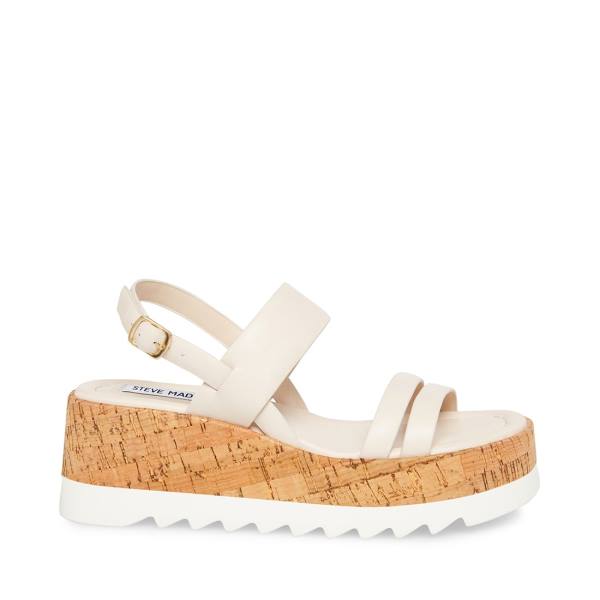 Steve Madden Athena Deri Sandalet Kadın Beyaz | SM-689MN