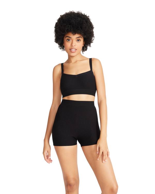 Steve Madden Bralette And Bike Kısa Set Loungewear Kadın Siyah | SM-704EZ