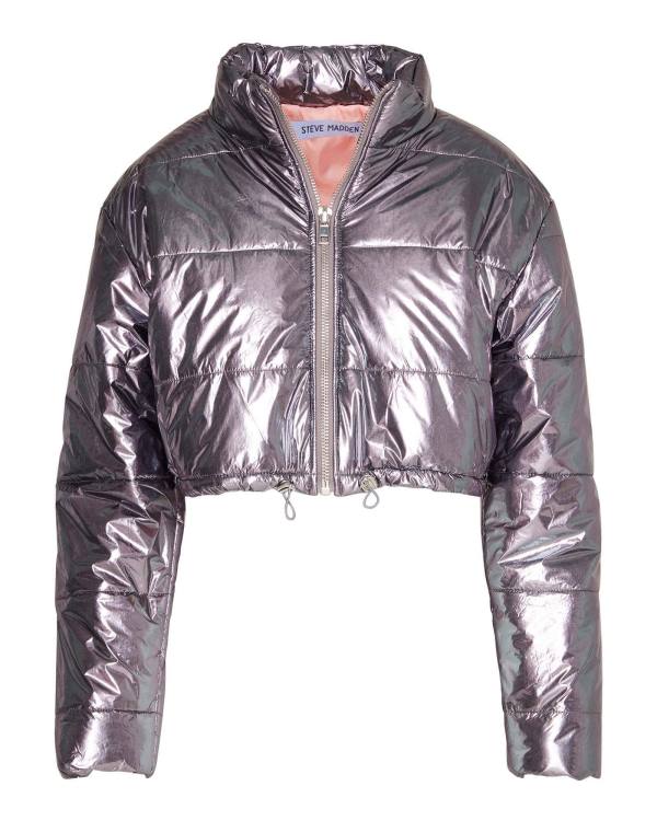 Steve Madden Cropped Metallic Puffer Gunmetal Ceket Kadın Bronze | SM-215FJ