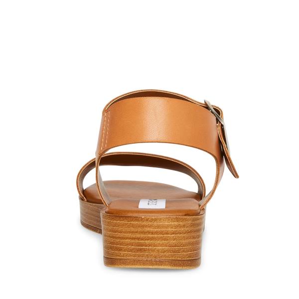 Steve Madden Destined Tan Deri Sandalet Kadın Kahverengi | SM-389UF