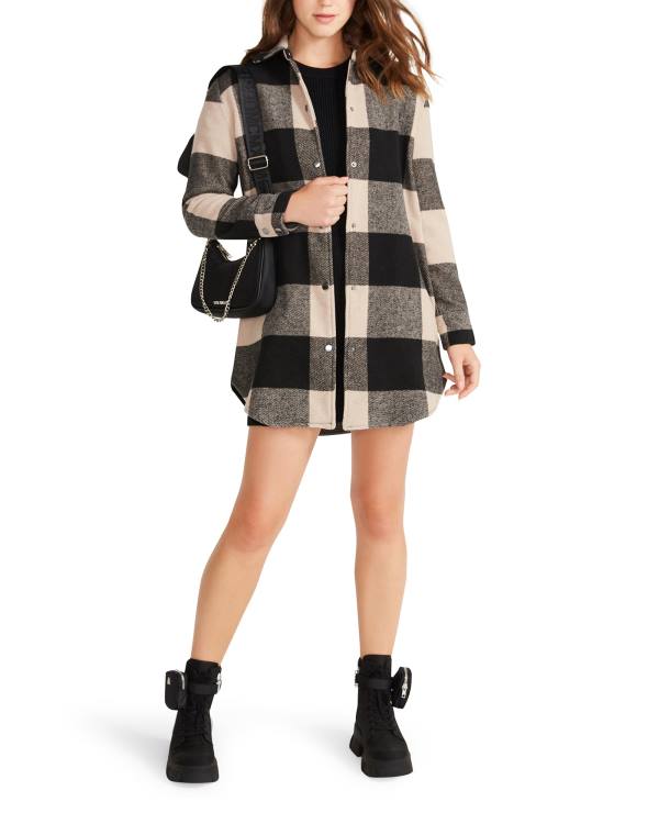 Steve Madden Eldridge Plaid Lt Taupe Kaban Kadın Açık Gri Kahverengi | SM-051RM