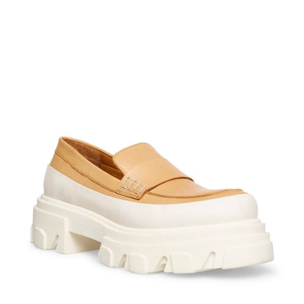 Steve Madden Flossie Tan Deri Loafer Ayakkabı Kadın Bej Rengi | SM-752JZ