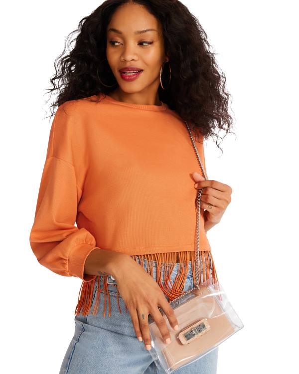 Steve Madden Fringe Crew Neck Üstler Kadın Turuncu | SM-592OQ