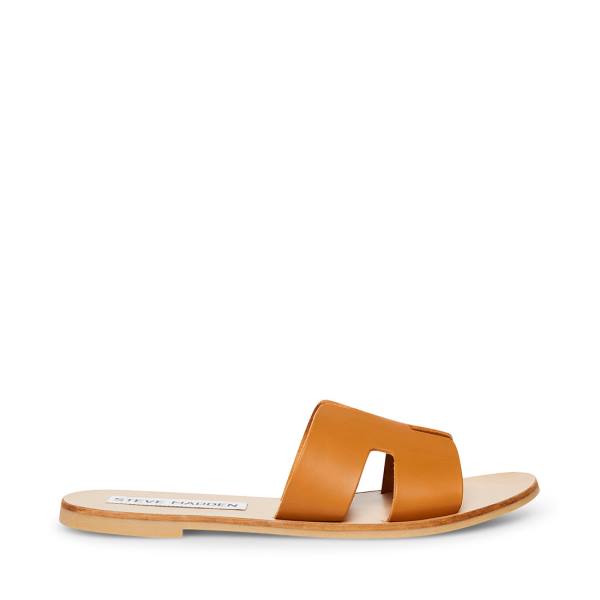 Steve Madden Greece Cognac Deri Sandalet Kadın Kahverengi | SM-654KF