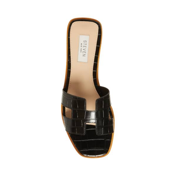 Steve Madden Hadyn Crocodile Sandalet Kadın Siyah | SM-921OM