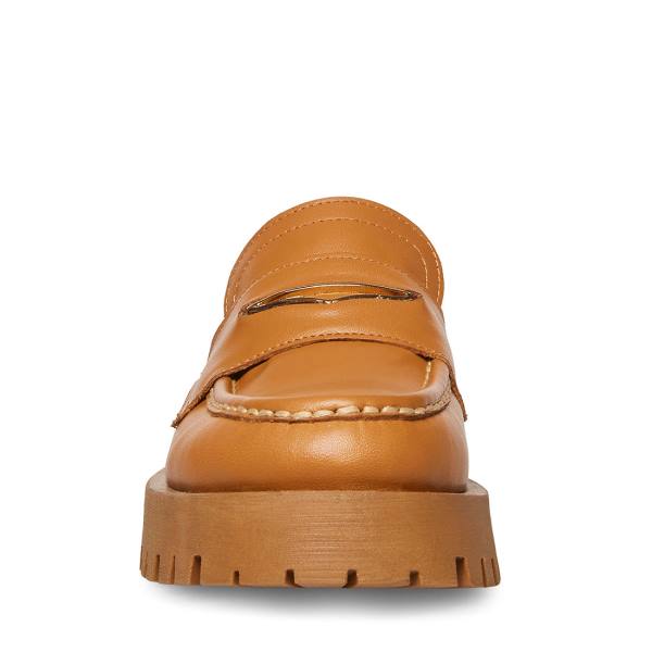 Steve Madden Lawrence Cognac Deri Loafer Ayakkabı Kadın Kahverengi | SM-842NE