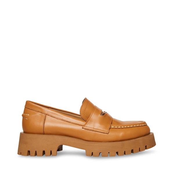 Steve Madden Lawrence Cognac Deri Loafer Ayakkabı Kadın Kahverengi | SM-842NE