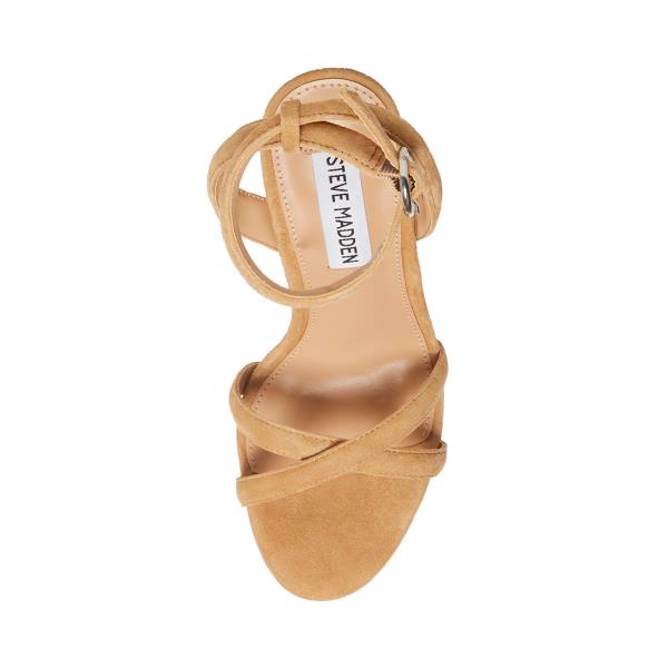 Steve Madden Marciana Camel Süet Heel Topuklu Ayakkabı Kadın Kahverengi | SM-950XL