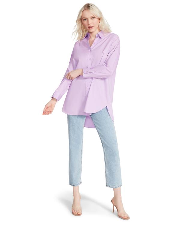 Steve Madden Oversized Button Up Üstler Kadın Mor | SM-549QH