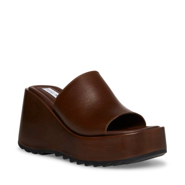 Steve Madden Pepe30 Cognac Deri Sandalet Kadın Kahverengi | SM-196UC