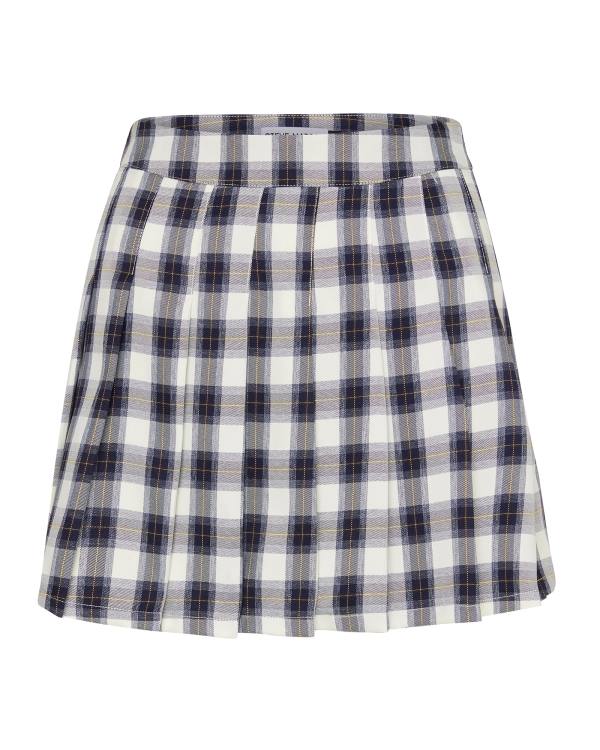 Steve Madden Plaid Pleated Mini Etek Kadın Lacivert | SM-704ZF