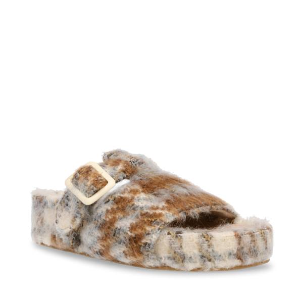 Steve Madden Rizzle Plaid Terlik Kadın Bej Rengi | SM-369MP