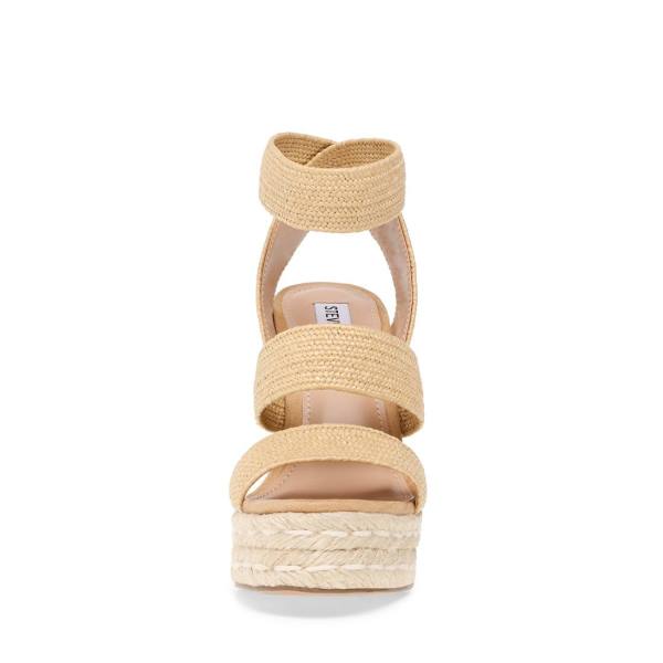 Steve Madden Shimmy Natural Raffia Sandalet Kadın Bej Rengi | SM-572UF