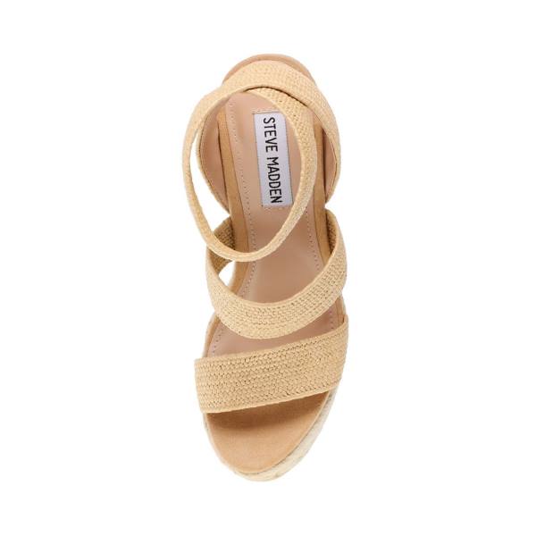 Steve Madden Shimmy Natural Raffia Sandalet Kadın Bej Rengi | SM-572UF