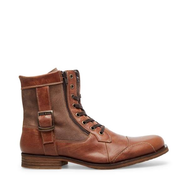 Steve Madden Sidetrack Cognac Deri Çizme Erkek Kahverengi | SM-706DK