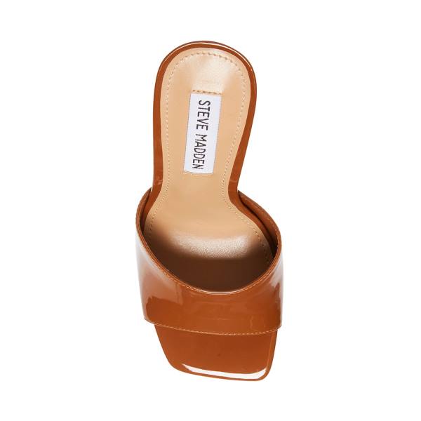 Steve Madden Signal Cognac Rugan Heel Topuklu Ayakkabı Kadın Kahverengi | SM-325DL