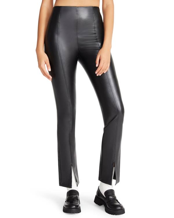 Steve Madden Slit Front Faux Deri Pant Tayt Kadın Siyah | SM-680LA