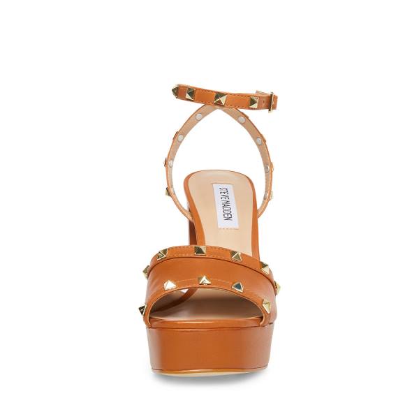 Steve Madden Tabari Cognac Deri Heel Topuklu Ayakkabı Kadın Kahverengi | SM-967GB