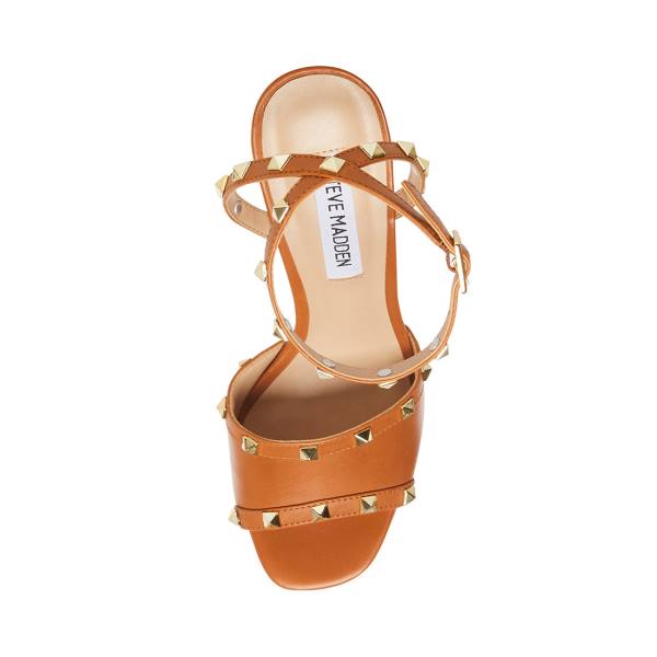 Steve Madden Tabari Cognac Deri Heel Topuklu Ayakkabı Kadın Kahverengi | SM-967GB