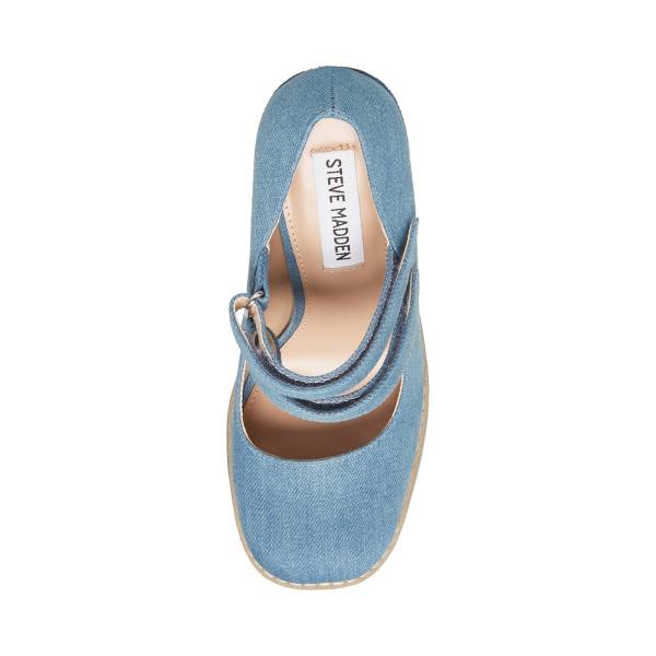 Steve Madden Twice Denim Fabric Heel Topuklu Ayakkabı Kadın Mavi | SM-132CP