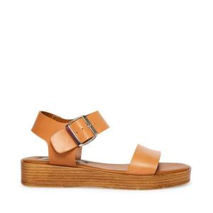 Steve Madden Destined Tan Deri Sandalet Kadın Kahverengi | SM-389UF