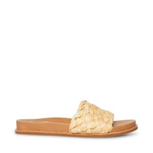 Steve Madden Dua Natural Raffia Sandalet Kadın Bej Rengi | SM-501VK