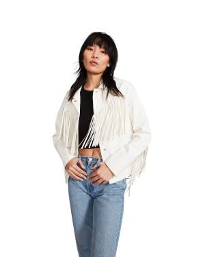 Steve Madden Fringe Ceket Kadın Beyaz | SM-394DQ