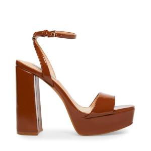 Steve Madden Lessa Cognac Rugan Heel Topuklu Ayakkabı Kadın Kahverengi | SM-290WZ