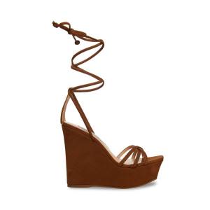 Steve Madden Linda Cognac Nubuck Sandalet Kadın Kahverengi | SM-209GT