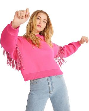 Steve Madden Rhinestone Fringe Crew Neck Üstler Kadın Pembe | SM-120KG