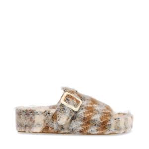 Steve Madden Rizzle Plaid Terlik Kadın Bej Rengi | SM-369MP